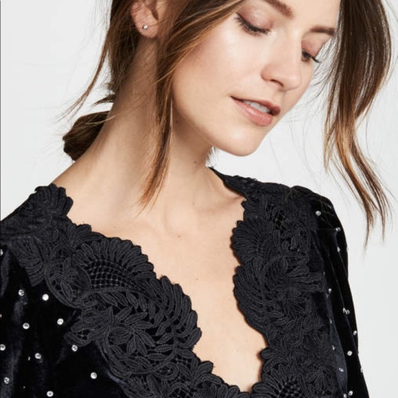 Sparkling Self-Portrait Velvet Dress with rhinestone embellishments throughout - Picture 9 of 13